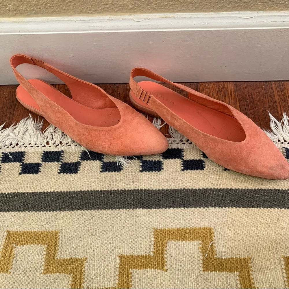 Everlane V Slingback Coral Suede size 9.5